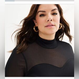 Elegant Black Mesh Turtle neck top